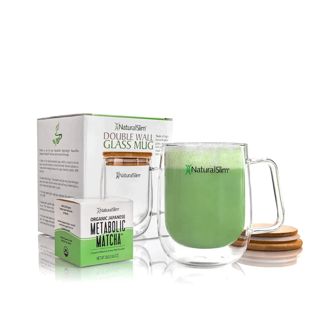 Metabolic Matcha® y Taza de vidrio de doble pared de NaturalSlim®