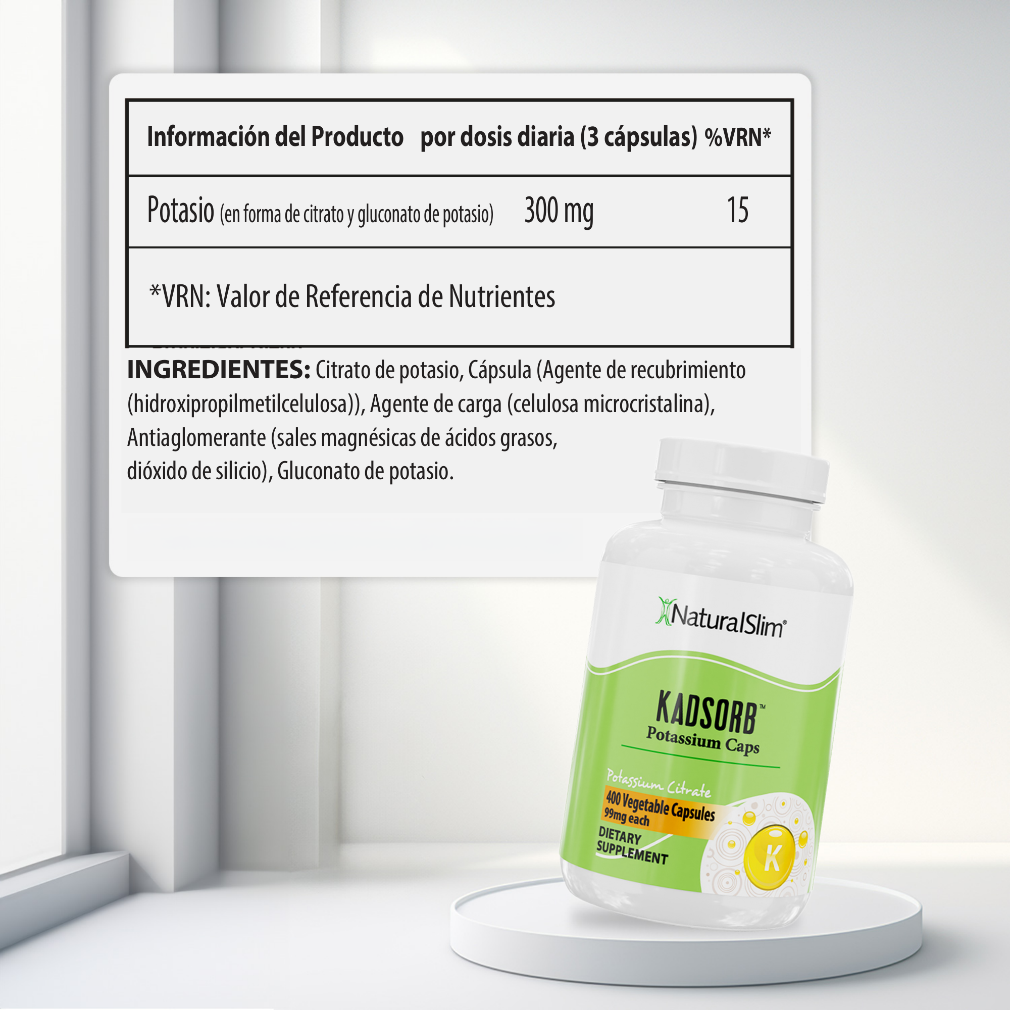 Kadsorb Potassium información nutricional [facts]