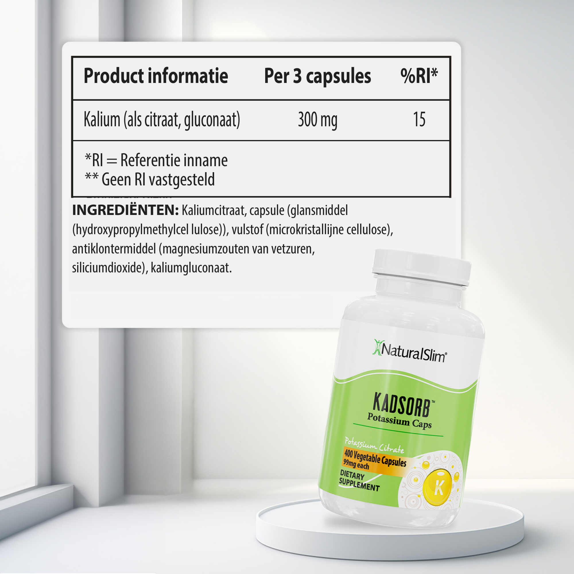 Kadsorb Potassium voedingswaarde-informatie [facts:nl]