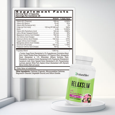 RelaxSlim Adaptogens - supplement facts label