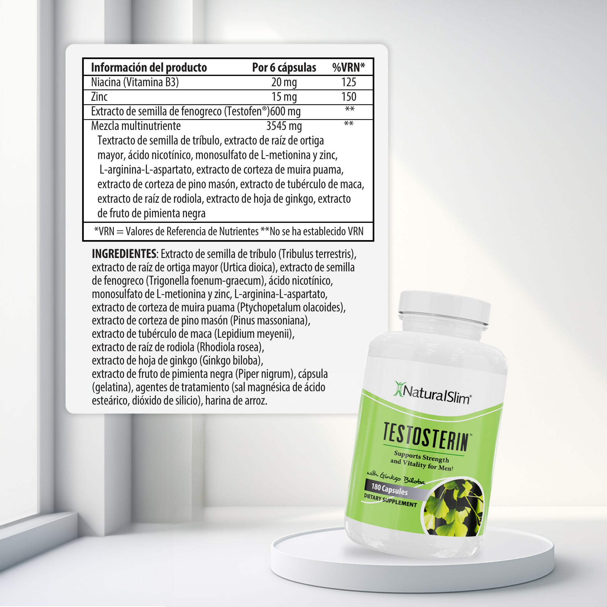 Testosterin información nutricional [facts]